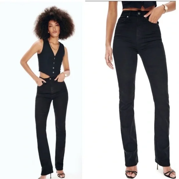 Reformation Wynn Ultra High Rise Slim Straight Jeans Black Size 26 - Picture 4 of 10